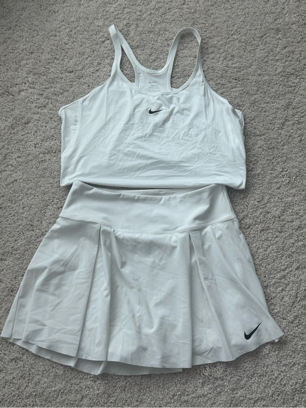 Nike White Women's Racerback Crop Top and Pleated Tennis Skirt Set